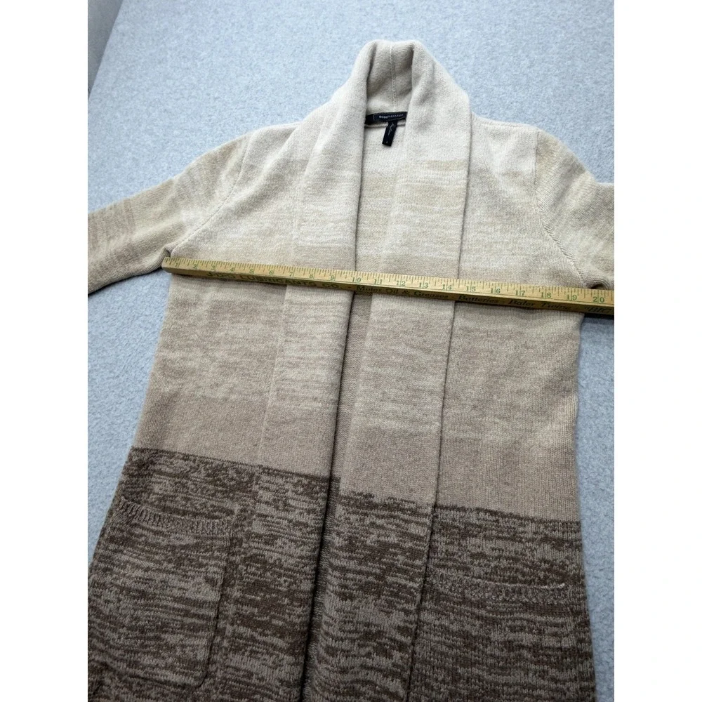 BCBGMAXAZRIA Sweater Cardigan Womens S Beige Wool Cashmere Open Pockets Knit
